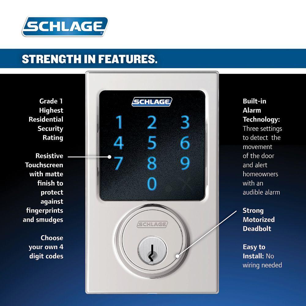 Century Satin Nickel Connect Smart Door Lock with Alarm - Super Arbor