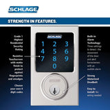 Century Satin Nickel Connect Smart Door Lock with Alarm - Super Arbor