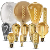Feit Electric 60-Watt Equivalent ST19 Dimmable Amber Glass Vintage Edison LED Light Bulb With Vertical Filament Warm White (4-Pack)