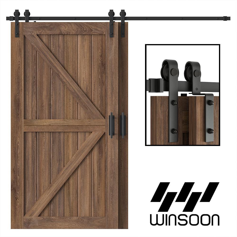 10 ft./120 in. Single Track Bypass Barn Door Hardware Double Doors Kit, Heavy-Duty Sliding 1-Track Antique Roller - Super Arbor