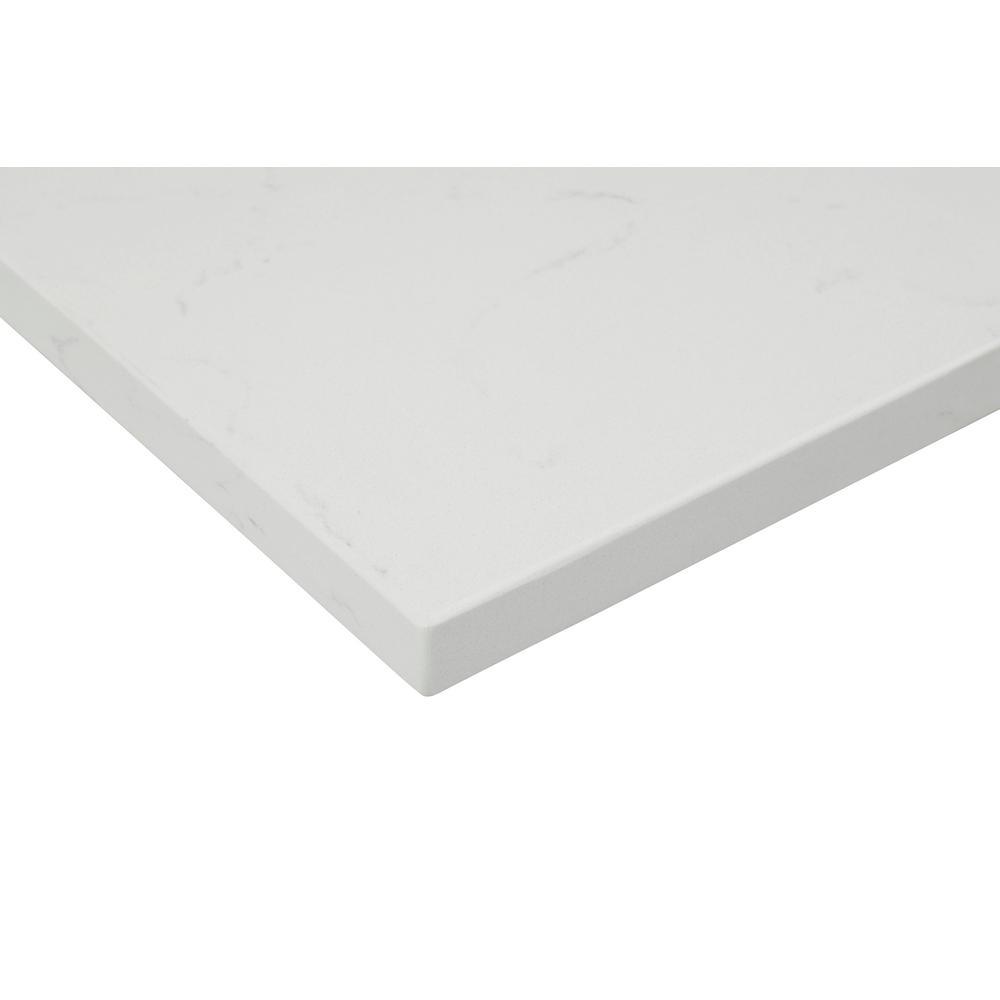 43 in. W x 22 in. D x 0.75 in. H Quartz Vanity Top in Carrara White with White Basin - Super Arbor