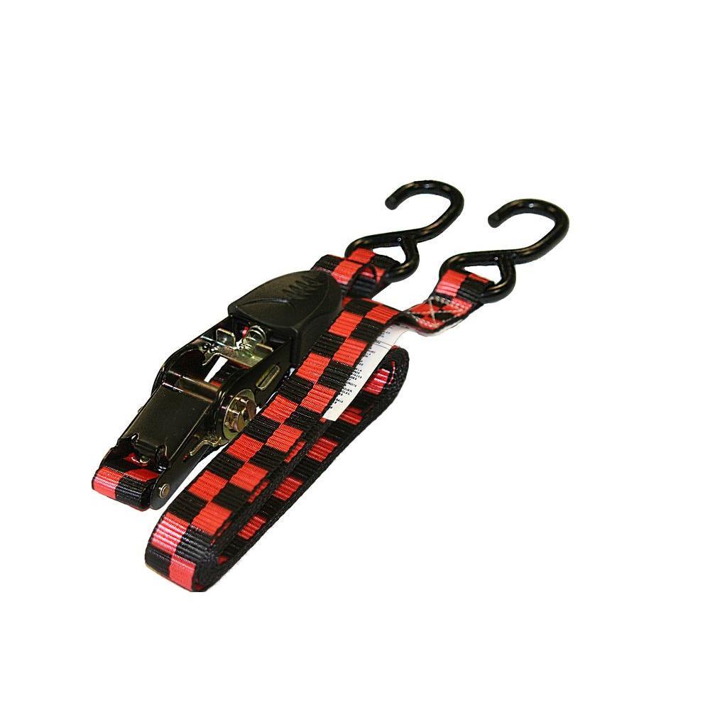 1 in. x 10 ft. Ratchet Tie-Down Motorcycle Straps/Rubber Handle/Racing/Pouch (4-Pack)