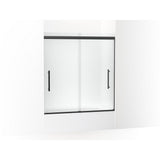 Pleat 59.625 in. x 63.5625 in. Frameless Sliding Bathtub Door in Matte Black with Frosted Glass - Super Arbor