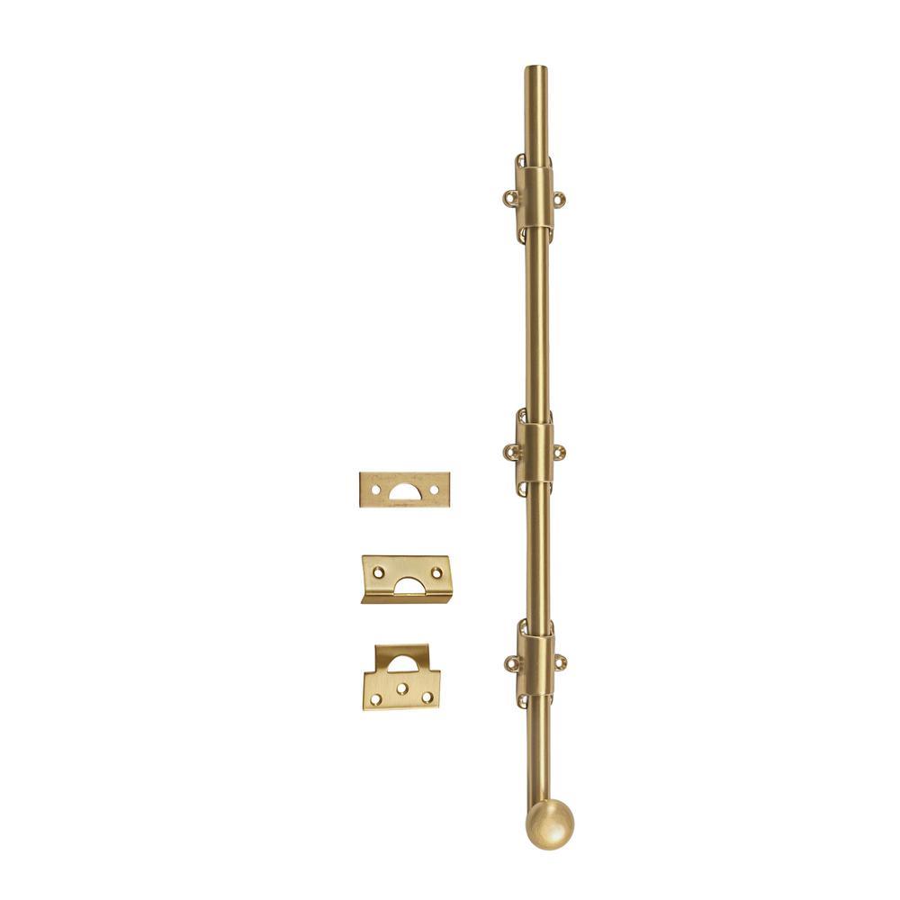 18 in. Heavy-Duty Solid Brass Matte Black Surface Bolt with Round Knob - Super Arbor
