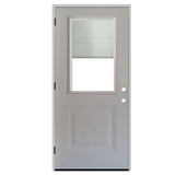 36 in. x 80 in. 1-Panel 1/2 Lite Mini-Blind Primed White Steel Prehung Front Door - Super Arbor