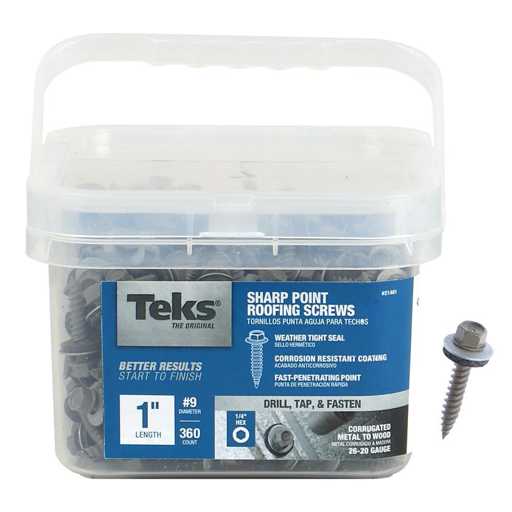 #9-15 x 1 in. External Hex Washer Head Sharp Point Roofing Screw (360-Pack)
