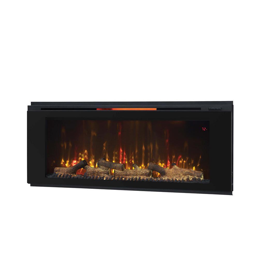 Helen 48 in. Wall-Mount Electric Fireplace in Black - Super Arbor