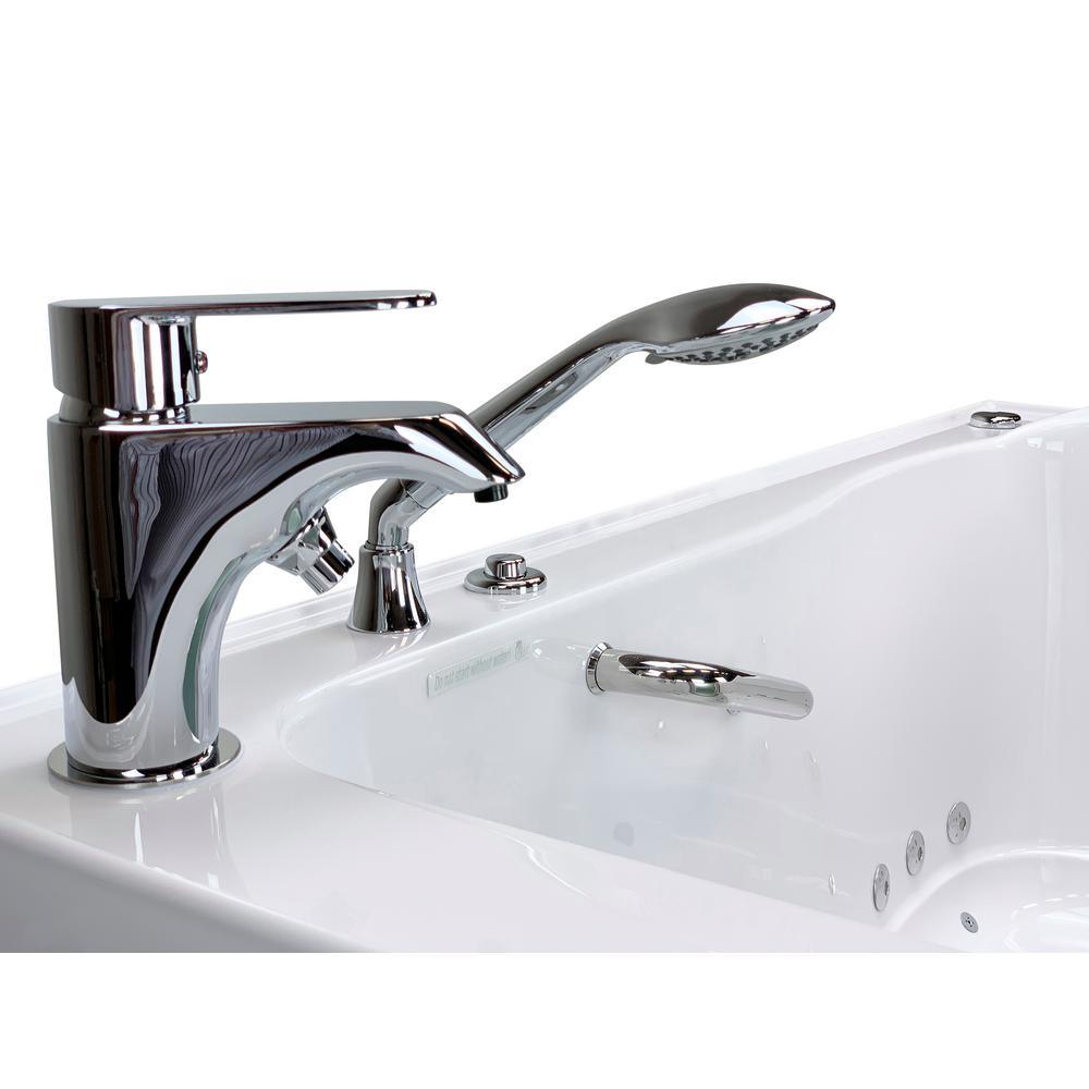 Royal 52 in. Acrylic Walk-In Whirlpool Bathtub in White with Left Door, 2-Piece Fast Fill Faucet and 2 in. Dual Drain - Super Arbor