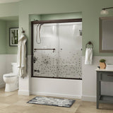 Portman 60 in. x 58-1/8 in. Semi-Frameless Traditional Sliding Bathtub Door in Bronze with Rain Glass - Super Arbor