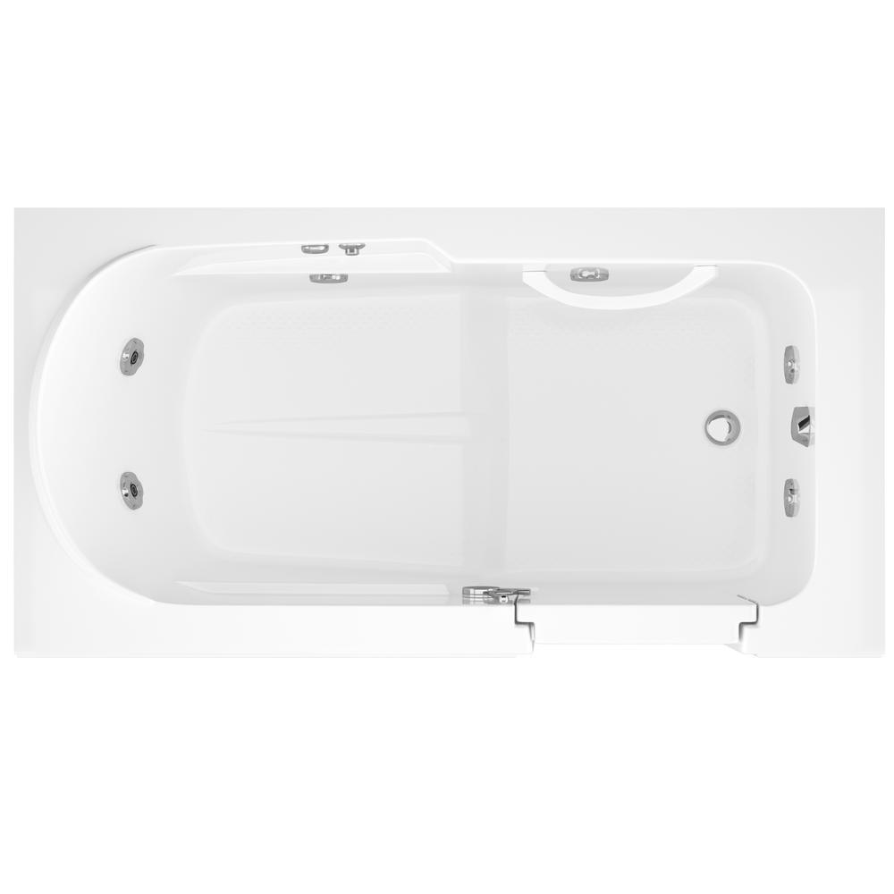 HD Series 60 in. Right Drain Step-In Walk-In Whirlpool Bath Tub with Low Entry Threshold in White - Super Arbor