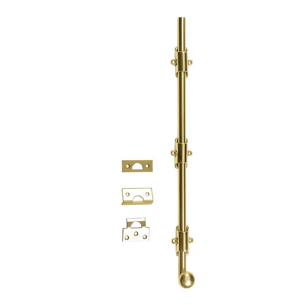 18 in. Heavy-Duty Solid Brass Matte Black Surface Bolt with Round Knob - Super Arbor