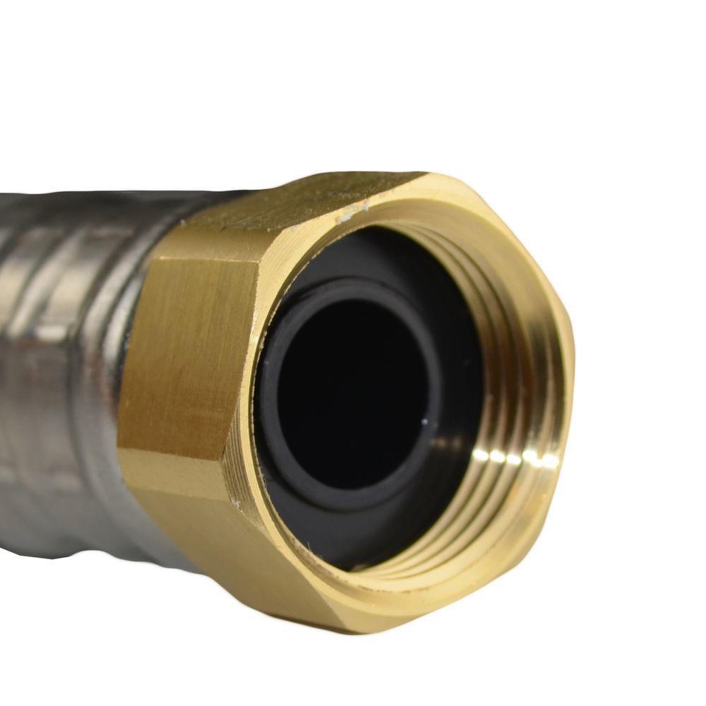 1/2 in. x 18 in. Stainless Steel Push-Fit x Female Pipe Thread Flexi Hose Water Supply Connector - Super Arbor