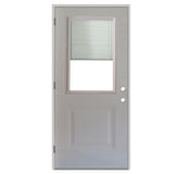 36 in. x 80 in. 1-Panel 1/2 Lite Mini-Blind Primed White Steel Prehung Front Door - Super Arbor