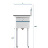 Freestanding Stainless Steel 36 in. 2-Hole Triple Bowl Commercial Kitchen Sink