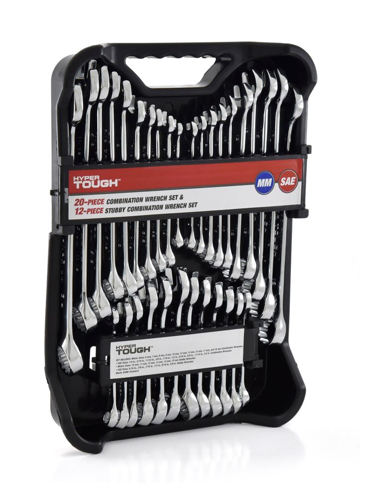 Hyper Tough 32-Piece Combination Wrench Set, Metric & SAE