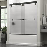 Lyndall 60 x 59-1/4 in. Frameless Mod Soft-Close Sliding Bathtub Door in Nickel with 3/8 in. (10mm) Clear Glass - Super Arbor