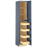 Home Decorators Collection Newport 18 in. W x 24 in. D x 96 in. H Assembled Plywood Pantry Kitchen Cabinet in Mythic Blue with 4ROT Soft Close RH