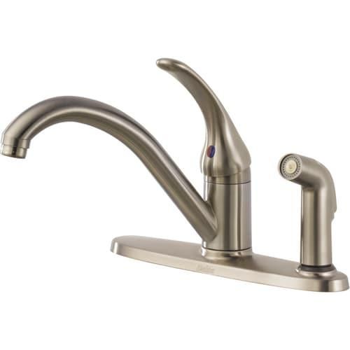 Delta Classic Stainless 1-Handle Deck-Mount Low-Arc Handle Kitchen Faucet (Deck Plate Included)
