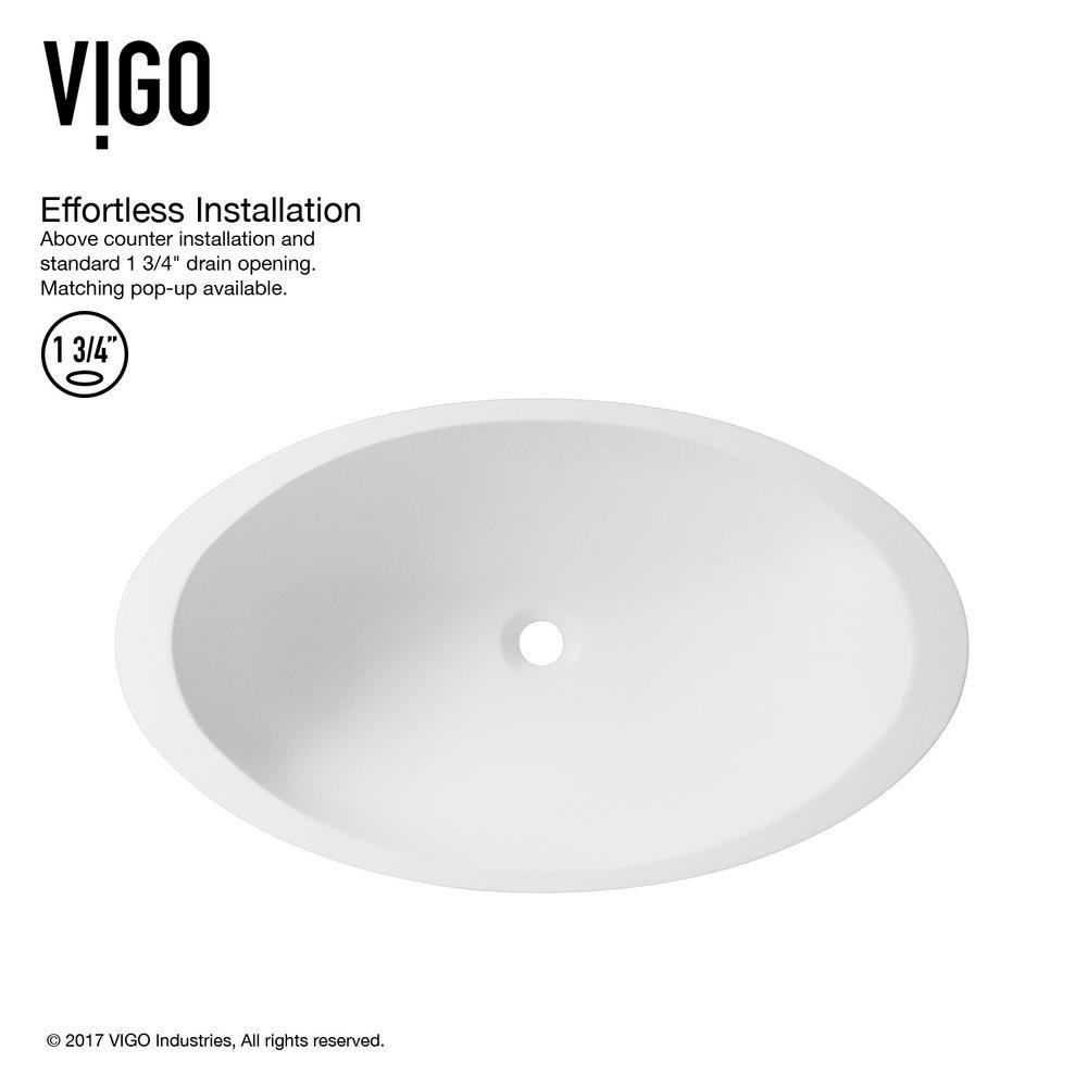 Wisteria Round Matte Stone Vessel Bathroom Sink in White with Seville Vessel Faucet in Brushed Nickel - Super Arbor