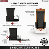 Rev-A-Shelf 50-Quart Plastic Soft-Close Pull-Out Trash Can (53WC Series)
