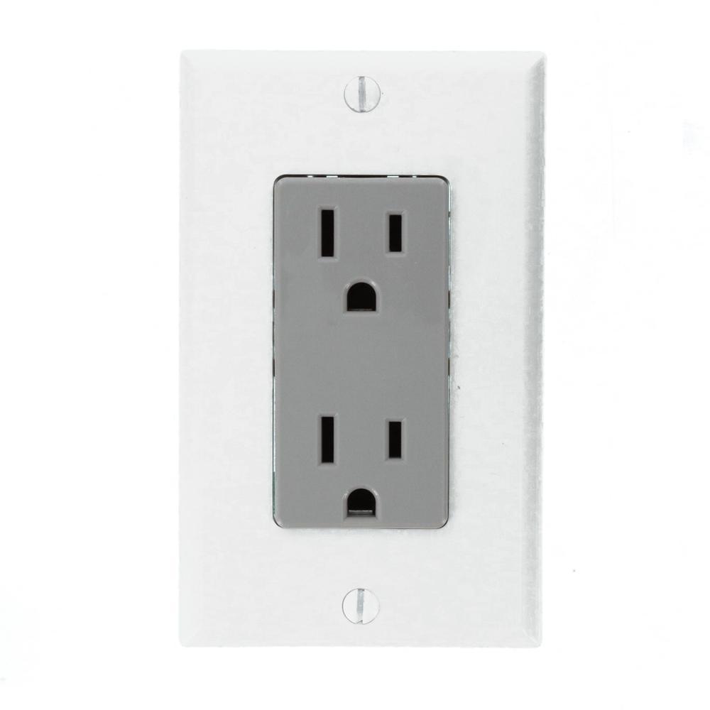 15 Amp J-Box Kit Duplex Outlet, White/Gray - Super Arbor