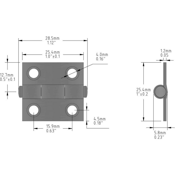 1 in. Satin Brass Narrow Utility Non-Removable Pin Hinges (2-Pack)