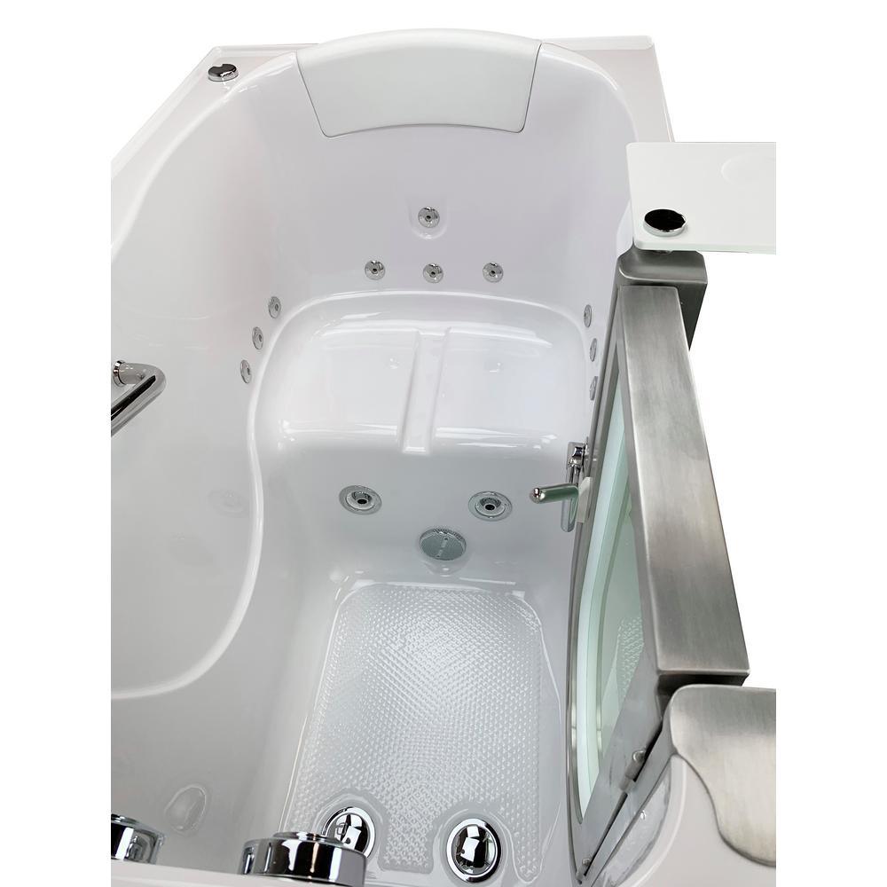 Royal 52 in. Acrylic Walk-In Whirlpool Bathtub in White with Left Door, 2-Piece Fast Fill Faucet and 2 in. Dual Drain - Super Arbor