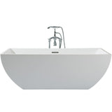 67 in. Acrylic Center Drain Rectangle Flat Bottom Freestanding Bathtub in White - Super Arbor