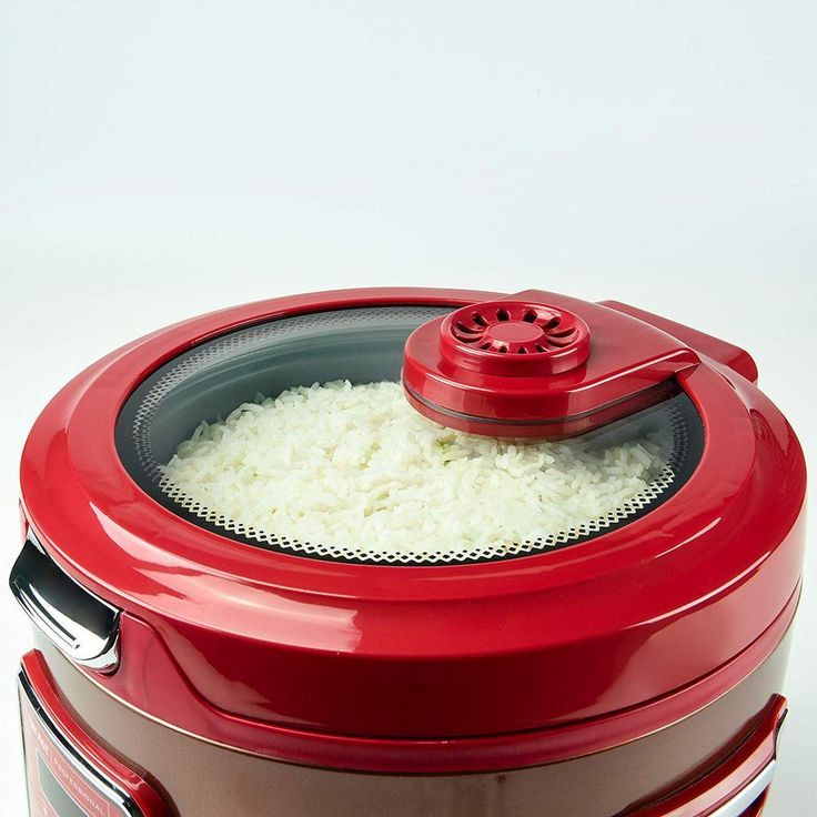 20-Cup Red Rice Cooker with Glass Lid