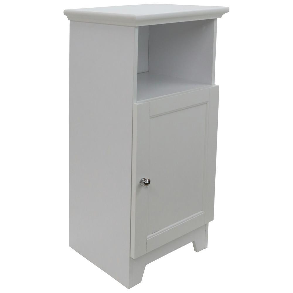 Contemporary Country 13.5 in. W x 11.75 in. D x 27.5 in. H Free Standing Single Door Cabinet With Shaker Panels in White - Super Arbor