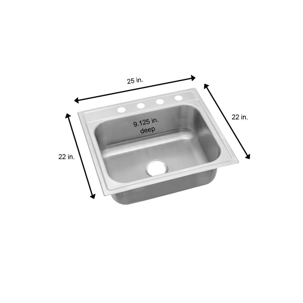 Pergola Drop-In Stainless Steel 25 in. 4-Hole Single Bowl Kitchen Sink - Super Arbor