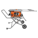 RIDGID 10 in. Pro Jobsite Table Saw with Stand + 18V Cordless Drill/Driver Kit (1) 2.0Ah Battery, Charger, Tool Bag