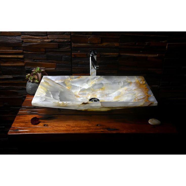 Tami Vessel Sink in White Onyx Stone
