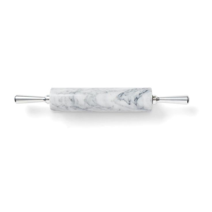White Marble Rolling Pin and Base with Aluminum Handles