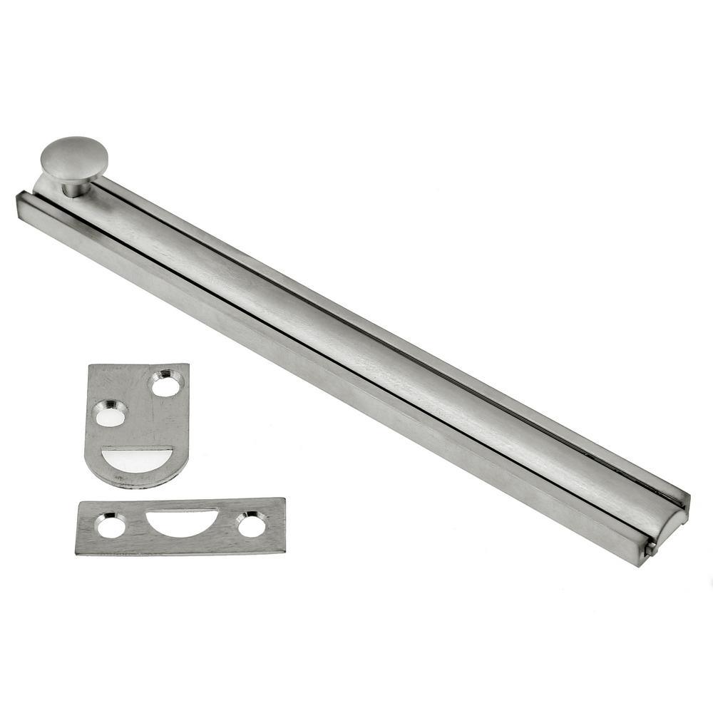 6 in. Solid Brass Satin Nickel Surface Bolt - Super Arbor