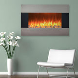 36 in. Electric Fireplace Wall Mount Floor Stand in Stainless - Super Arbor