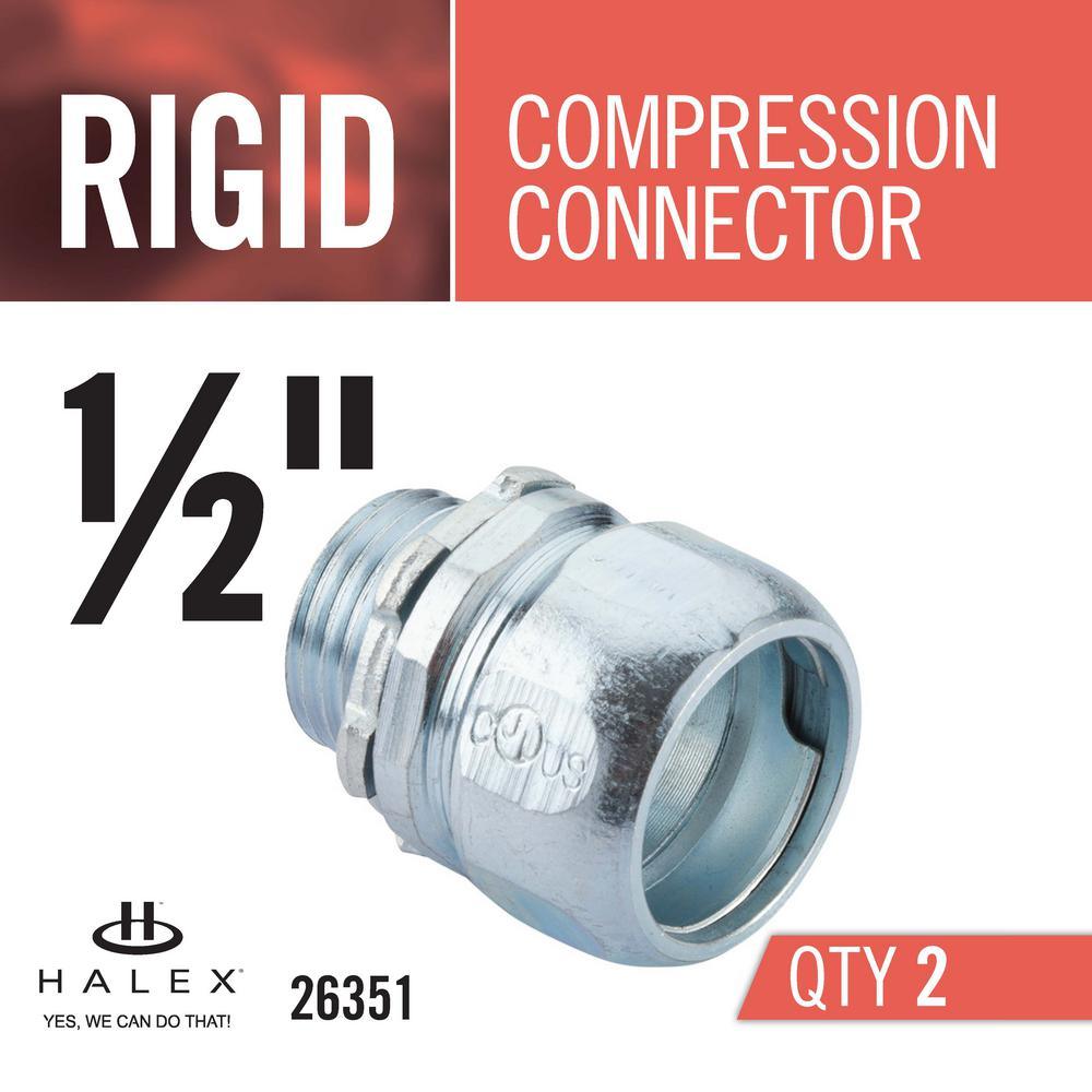 1/2 in. Rigid Compression Connector (2-Pack) - Super Arbor