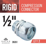 1/2 in. Rigid Compression Connector (2-Pack) - Super Arbor