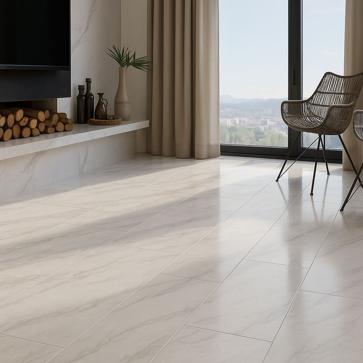 Home Decorators Collection Kolasus White Polished Porcelain Tile 12x24