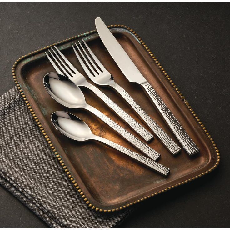 Chef's Table Hammered 18/0 Stainless Steel Dessert/Salad Forks (Set of 12)