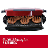 103 sq. in. Red Indoor Grill with Removable Plates