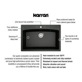 Drop-In Quartz Composite 33 in. 1-Hole Single Bowl Kitchen Sink in Black - Super Arbor