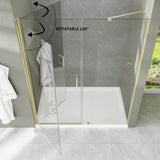 EAKYHOM 56 in. to 60 in. W x 72 in. H Pivot Semi-Frameless Shower Door in Brushed Gold Finish with Tempered Clear Glass