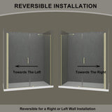 EAKYHOM 56 in. to 60 in. W x 72 in. H Pivot Semi-Frameless Shower Door in Brushed Gold Finish with Tempered Clear Glass