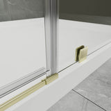 EAKYHOM 56 in. to 60 in. W x 72 in. H Pivot Semi-Frameless Shower Door in Brushed Gold Finish with Tempered Clear Glass