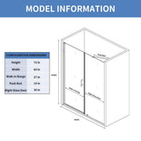 EAKYHOM 56 in. to 60 in. W x 72 in. H Pivot Semi-Frameless Shower Door in Brushed Gold Finish with Tempered Clear Glass