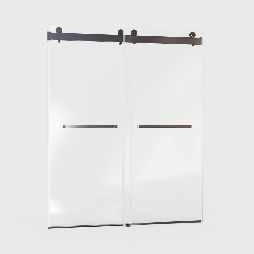 EAKYHOM 68 in. to 72 in. W x 76 in. H Sliding Frameless Shower Door in Matte Black Finish with 3/8 in. Tempered Clear Glass
