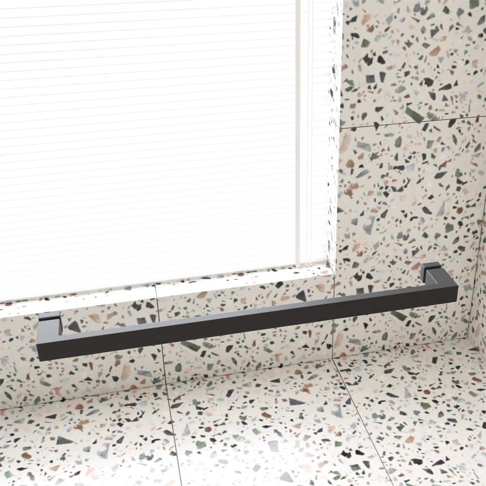EAKYHOM 68 in. to 72 in. W x 76 in. H Sliding Frameless Shower Door in Matte Black Finish with 3/8 in. Tempered Clear Glass
