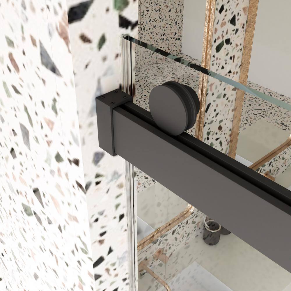EAKYHOM 68 in. to 72 in. W x 76 in. H Sliding Frameless Shower Door in Matte Black Finish with 3/8 in. Tempered Clear Glass