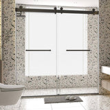 EAKYHOM 68 in. to 72 in. W x 76 in. H Sliding Frameless Shower Door in Matte Black Finish with 3/8 in. Tempered Clear Glass